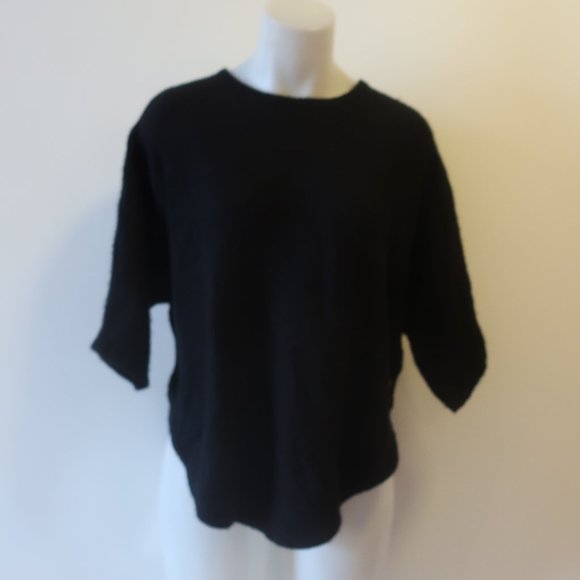 *Womens Cashmere Cashmere Black Round Hem Short Sleeve Sweater S - Picture 4 of 16